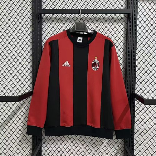 25.26 AC Milan black and red long-sleeved thick-fabric pullover, M - 4XL