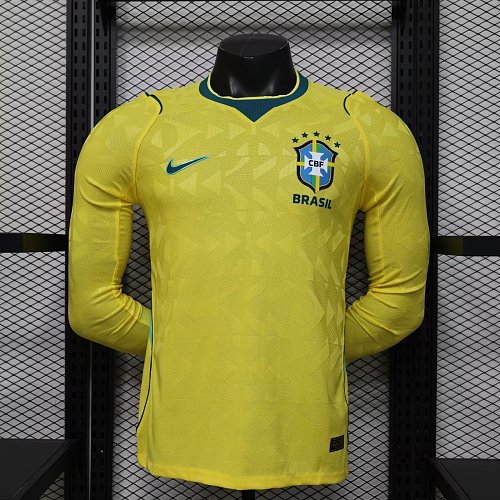2026 Brazil Yellow Long Sleeves Soccer Jersey