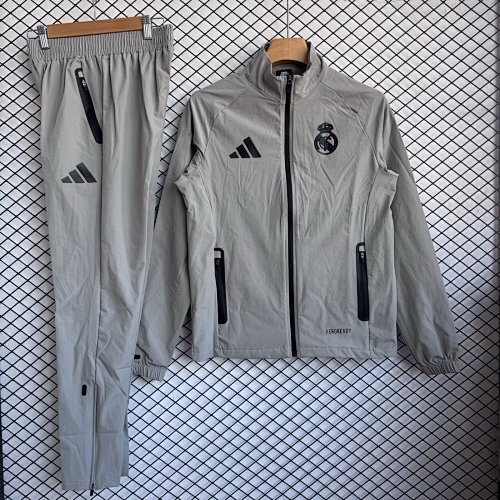 25-26 Real Madrid grey trench coat set, S-XXL
