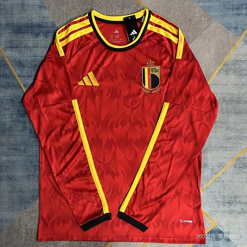 2026 World Cup Belgium Long Sleeve Soccer Jersey Home