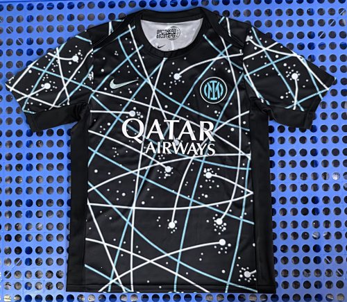 25-26 Inter Milan pre-match training wear: Black and blue S-2xL