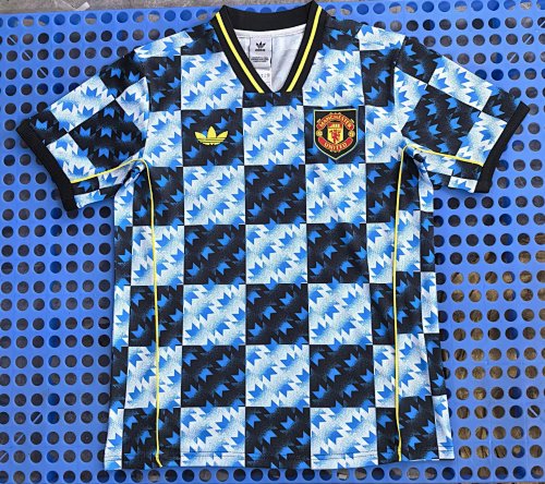 2025 Man U  Retro T-shirt with Check Pattern, S-XXL