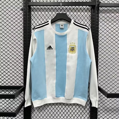 25.26 Argentine white and blue casual thick-fabric pullover, M - 4XL
