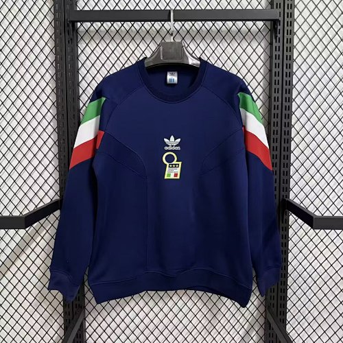 25.26 Italian navy blue long-sleeved thick-fabric pullover, M - 4XL